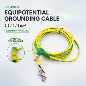Câble de mise à la terre équipotentiel spiralé DIN 42801, extensible et enroulable pour équipement médical - Product Image 1