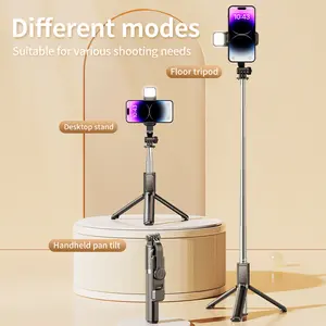 Tongkat swafoto mini portabel, tongkat selfie kendali jarak jauh Bluetooth, tongkat selfie profesional, sambungan universal genggam