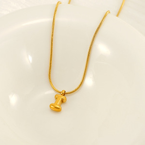 Zogxin Letter Pendant Snake Chain 18K Gold Plated Stainless Steel Necklace For Gift Leisure Wear - Product Image 4
