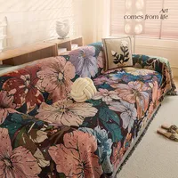 Couverture de canapé polyvalente et confortable toutes saisons, motif floral ethnique, antidérapante, couverture intégrale, lavable en machine, couverture de camping