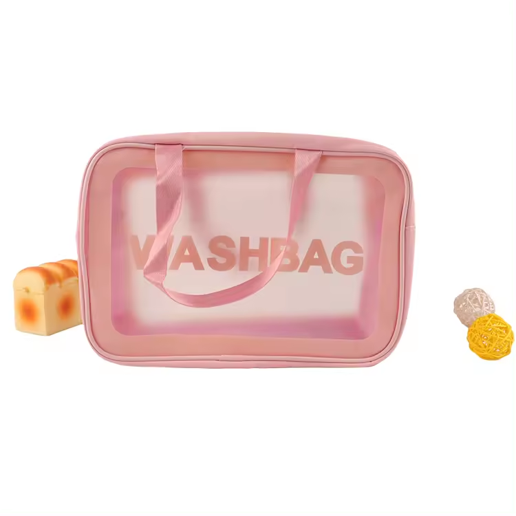 2024 travel Toiletry Wash Bag PVC Clear Makeup Bag Zip pink cosmetic bags for women