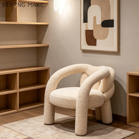 Fauteuil de salon nordique moderne de luxe à boucle blanche Mobilier de coiffeuse à bras d'accent Fauteuil de salon relax simple pour le salon
