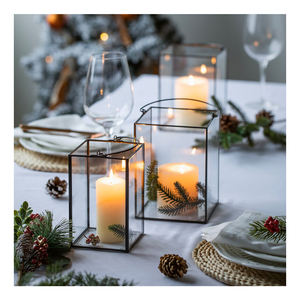 Lanterne à bougie en verre pour la décoration de table, design unique de haute qualité, porte-bougie décoratif pour bougie chauffe-plat - Product Image 1