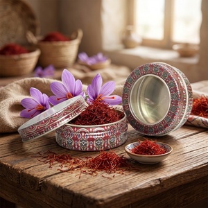 1g 2g 3g 5g 10g Small Round Clear Window Red Metal Food Grade Saffron Tin Box for Candy & Chocolate Packaging - Product Image 1