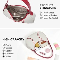 Sac fourre-tout rétro en cuir PU imperméable grande capacité pour femme, idéal pour les jours de match, avec fermeture éclair, style baseball, sac à bandoulière portable – Ventes Flash