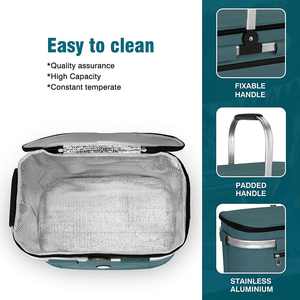 Sac isotherme personnalisé en polyester à rayures, panier de pique-nique et kit de glacière portable pour épicerie, étanche et pliable - Product Image 2