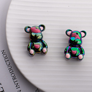 Cuentas de agujero recto tridimensional de doble cara de oso pintado a mano brillante UV de alta calidad, cadena de teléfono móvil DIY, cuentas sueltas - Product Image 5