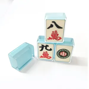 Ubin Mahjong untuk menyenangkan pemasok 40mm kualitas tinggi kristal kustom persegi panjang hiburan 10 set ubin Mahjong
