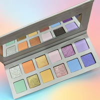 Palette de fards à paupières carrée de 12 couleurs, petite palette de fards à paupières vibrante et colorée, palette de fards à paupières arc-en-ciel brillante