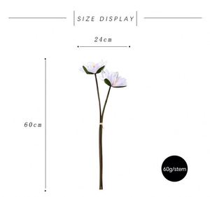 LO-525 Vente en gros de 60 cm, 2 tiges, bouquet de fleurs de lotus artificielles, fausses fleurs de lys pour la décoration de la maison et des mariages - Product Image 6