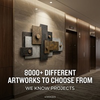 Projet d'ingénierie de décoration hôtelière : Art mural abstrait moderne sculpté, relief 3D texturé, œuvre d'art peinte à la main à l'huile sur toile