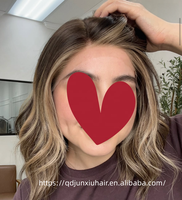 Peluca de encaje anudada a mano para añadir volumen, con aspecto de cuero cabelludo natural, cabello humano, balayage castaño rubio, con mecha para la línea del cabello recesada