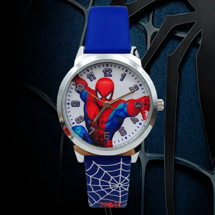 Avengers superhero Spiderman silikon bersinar jam tangan anak kartun siswa laki-laki