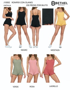 Combinaison Femme Bethel à Bretelles Fines Taille Haute Tricotée Respirante Décontractée Printemps-Été Longueur Genou Couleur Unie Volants Spandex/Coton - Product Image 1