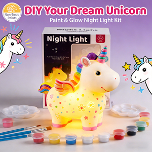 Kit Artistici per Bambini: Lampada Unicorno Fai-da-Te, Giocattoli Luminosi da Dipingere - Product Image 1