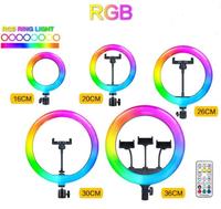 Harga Grosir RGB Desktop 6inch LED Ring Light Kit 3000K-6400K dengan Tripod Stand Remote Control Tripod Head untuk Video YouTube