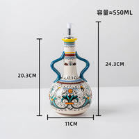 Bouteille à huile et vinaigre en céramique sous-glaçure, design rétro de luxe léger, style chinois, ustensile de cuisine
