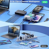 Chargeur de bureau universel haute puissance 300W au nitrure de gallium, multi-ports, charge rapide 20V 5A pour téléphones et tablettes