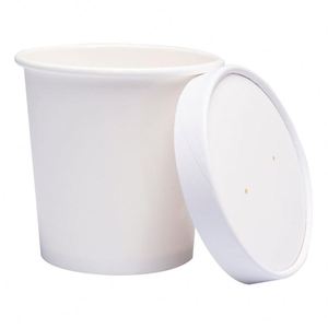 10oz 12oz 16oz Custom Logo Double Wall Biodegradable White <b>Disposable</b> Coffee <b>Cups</b> with Paper Lids for Coffee & Mineral Water Use - Product Image 1