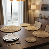 Sets de table en rotin naturel tressé 10/12/13/14 pouces, style rustique et campagnard pour la salle à manger