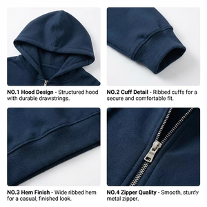 Ventes en gros de sweats à capuche zippés pour hommes en coton éponge 380G personnalisés TKAN598 Impression de logo personnalisé Sweats à capuche zippés surdimensionnés pour unisexe - Product Image 2