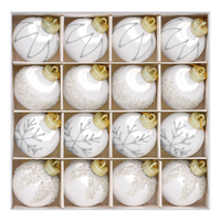 Boule de Noël transparente blanche faite à la main TANGXI de 6 cm, nouvelle boule peinte au fil de soie pour pendentif d'arbre, ornement de Noël
