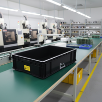 Boîte de circulation conductrice antistatique ESD SANWEI 645*440*165mm en PP noir, capacité 30KG, conteneur de stockage de protection