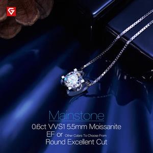 GIGAJEWE 0,6 Ct 5,5mm Color blanco redondo 18K chapado en oro blanco 925 joyería de plata Moissanite colgante collar - Product Image 3