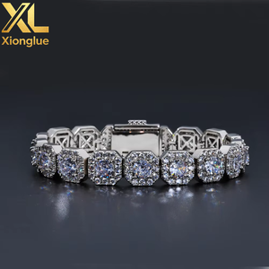 Stock Fashion 12MM Luxury Iced Out Hop Jewelry Zircon Cut Cluster Tennis <b>Bracelet</b> <b>Copper</b> Alloy Unisex Gift - Product Image 2
