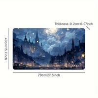 Ville artistique en bleu clair de lune tapis de souris Gamer tapis de souris noir bureaux d'ordinateur tapis de bureau PC bureau Portable clavier tapis de jeu