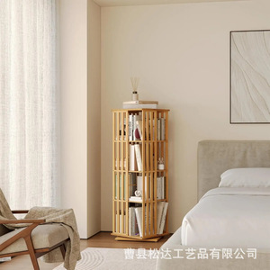 Estantería creativa de madera para libros, estantería giratoria de madera maciza para sala de estar, estantería de almacenamiento de varias capas. - Product Image 3