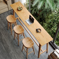 Ensemble de table et chaises de bar en bois massif personnalisable, design moderne pour balcon et utilisation murale, forme longue et étroite