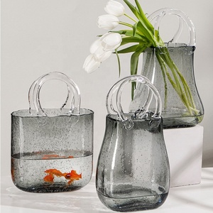 Creative Popular Handbag <strong>Bag</strong> Shape Ins Style Bubble <strong>Glass</strong> <strong>Vase</strong> for Bedroom Living Room Shop Cafe Home Decor - Product Image 1
