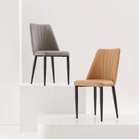 Chaise de salle à manger en cuir PU de luxe moderne à dossier haut pour la maison, l'hôtel, le restaurant, à utiliser avec une table à manger