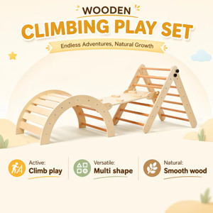 Structure d'escalade en bois Montessori, triangle Pikler, équipement de gym d'intérieur pour enfants de 2 à 7 ans - Product Image 3