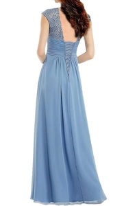 Apliques de encaje Vestidos de Madre de la novia para <span class=keywords><strong>boda</strong></span> Cuello en V Gasa larga Baile de graduación Vestidos de fiesta de noche formales Invitados Vestidos de madre - Product Image 3