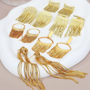 FY mode bijoux boucles d'oreilles 925 argent aiguille Post déclaration Boho mariage <span class=keywords><strong>mariée</strong></span> fête or chaîne gland longue balancent goutte boucle d'oreille - Product Image 1