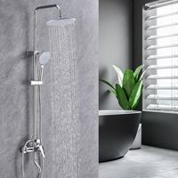 Ensemble de robinet de douche à trois fonctions en laiton avec pommeau de douche à jet de pluie pour bain et sortie d'eau de toilette pour le bain