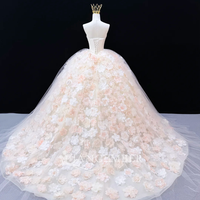 Robe de mariée Jancember JFH172, magnifique robe de mariée en tulle ivoire sans bretelles, fleurs 3D