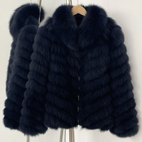 Veste en fourrure de renard véritable pour femmes, réversible, double face, avec fermeture éclair et boutons pression, épaisse et chaude, pour l'hiver