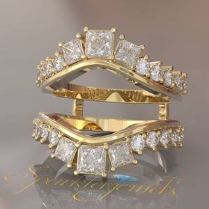 Anillo Personalizable con Aros de Diamantes, Anillo Envolvente Aggie, Anillo Envolvente de Diamantes, Anillo a Juego de Moissanita, Anillo de Eternidad, Banda de Eternidad de Diamantes - Product Image 4