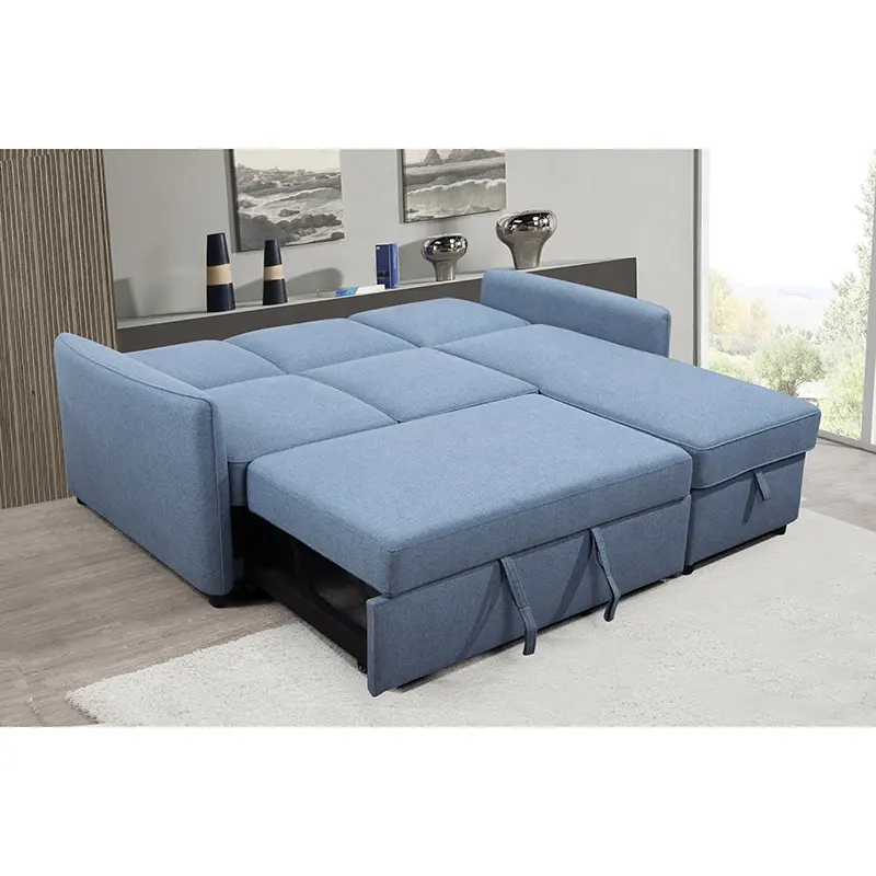 Kain Kursi Empuk dengan Kursi Ruang Tamu L Bentuk Sofa Sudut Kursi Kain Sectional Sofa Cum Bed Modern Kursi Sofa Set