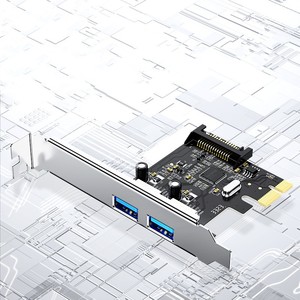 Adaptador DTECH USB 3,0 HUB 2 puertos PCI-E 1X Express a USB A Tarjeta de expansión para <span class=keywords><strong>WIN8</strong></span>/10 Linux - Product Image 1