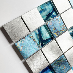 AGSQR104810 Azulejos de mosaico de lujo Zafiro Cuadrado Vidrio Metal Cristal Mosaico Moldes Hogar Villa Baño Backsplash Decoración - Product Image 1