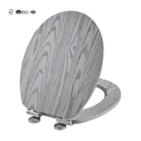 Siège de toilette en bois moulé à fermeture douce avec charnière en alliage de zinc, couvercle WC classique en MDF à fixation supérieure |   Siège de toilette