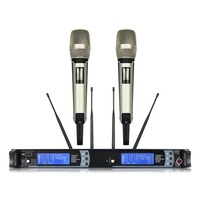 Sistem Mikrofon Nirkabel Profesional UHF 2 Kanal SKM9000 untuk Bernyanyi Karaoke dan Kuliah