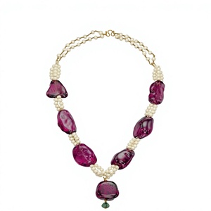Nouveau collier fantaisie fait main en résine, perles rondes colorées, bijoux de haute qualité au design élégant et tendance pour les occasions de fête et de mariage - Product Image 2