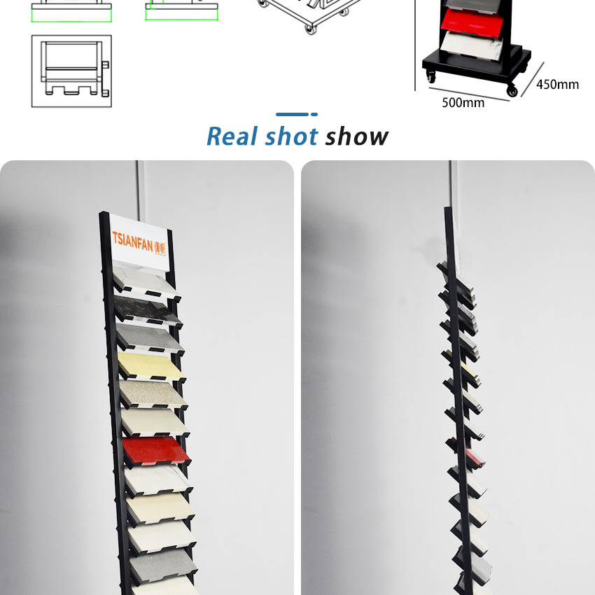 Wholesale Factory Custom Metal Granite Marble Stone Display Showroom Floor Stand Artificial Tile Sample Rack Display