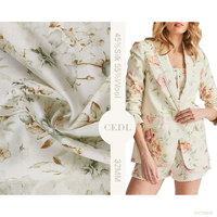 Tissu mélangé 32MM 45% Soie 55% Laine, Imprimé Floral Aquarelle, Textile Tissé pour Costumes et Confection de Vêtements Féminins