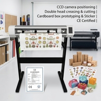 Plotter de corte de contorno automático de doble cabezal con cámara digital, cortadora de vinilos y etiquetas, máquina de troquelado con alimentación de hojas de cartón